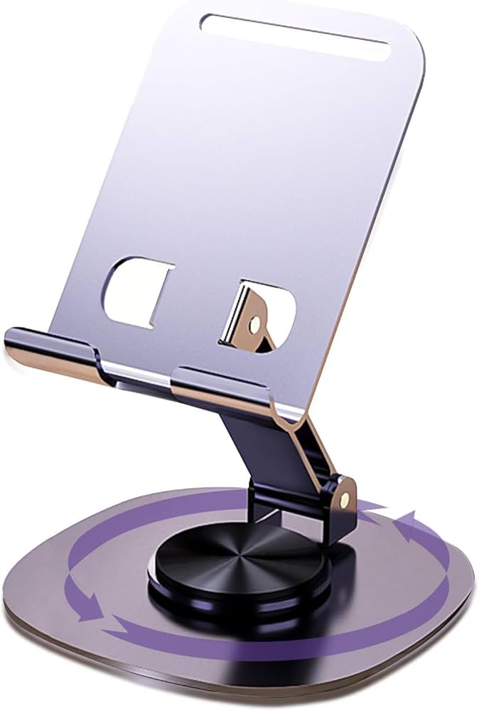 ZY034 Adjustable Desktop Mobile Phone Holder | Premium ABS Metal Biaxial Bracket Stand | 360 Degree Rotating Universal Table Mount - Grey