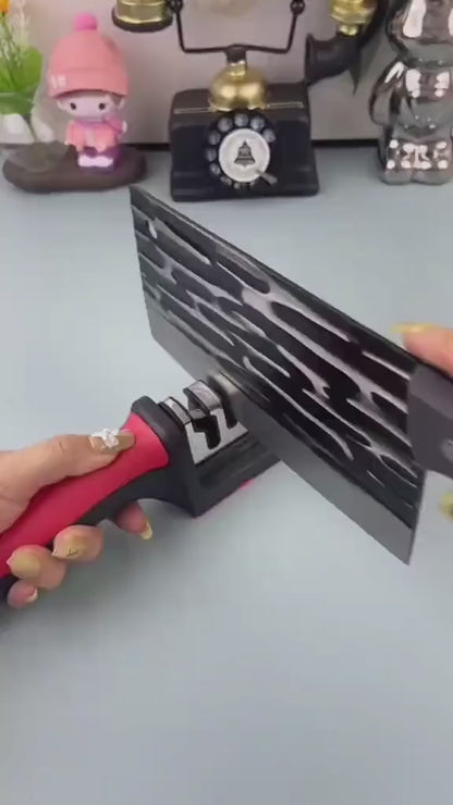 RS-168 3-Stage Manual Knife Sharpener – Professional Kitchen Knife Sharpening Tool with Ergonomic Handle & Non-Slip Base