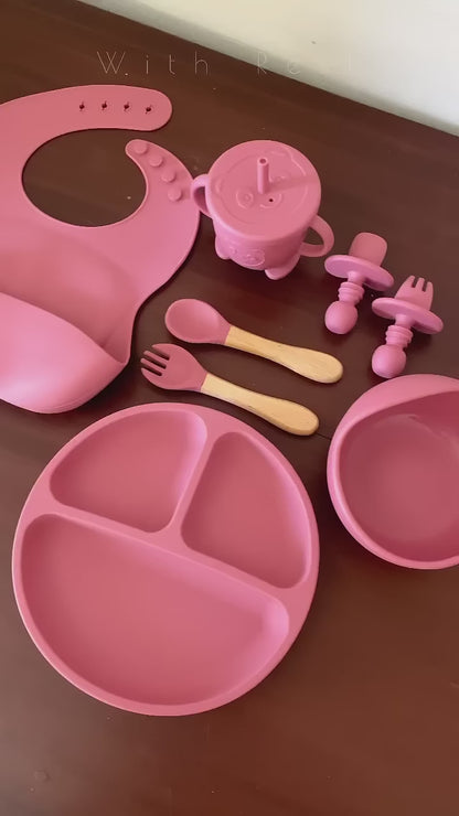 Premium Silicone Baby Feeding Set (6-Piece) – BPA-Free, Suction Base & Ergonomic Design for Self-Feeding
