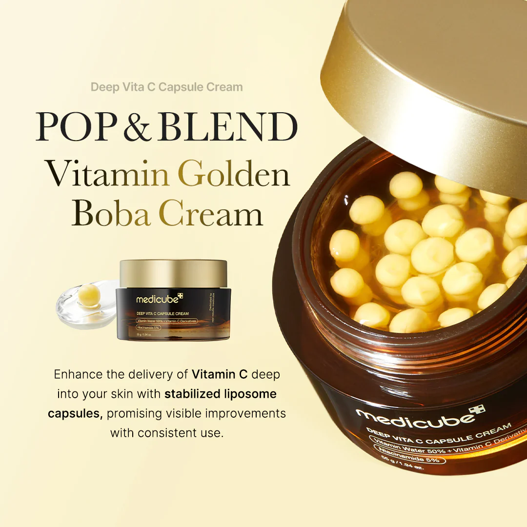 Medicube Deep Vita C Capsule Cream 55g | Brightening & Anti-Aging Vitamin C Moisturizer | Glowing Skin Care