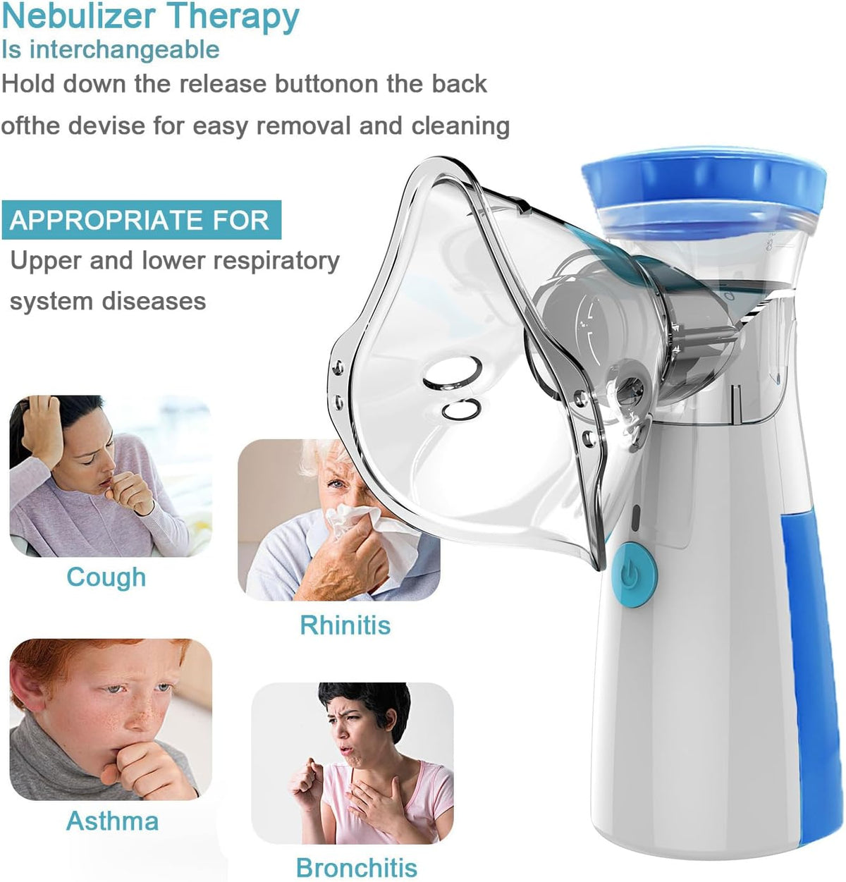 Mini Portable Silent Nebulizer Handheld Inhaler Atomizer: Medical Grade Mesh Technology for Asthma and Respiratory Care
