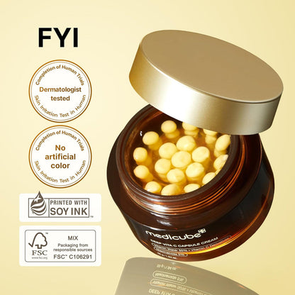 Medicube Deep Vita C Capsule Cream 55g | Brightening & Anti-Aging Vitamin C Moisturizer | Glowing Skin Care