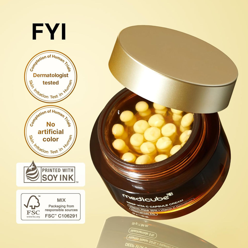 Medicube Deep Vita C Capsule Cream 55g | Brightening & Anti-Aging Vitamin C Moisturizer | Glowing Skin Care