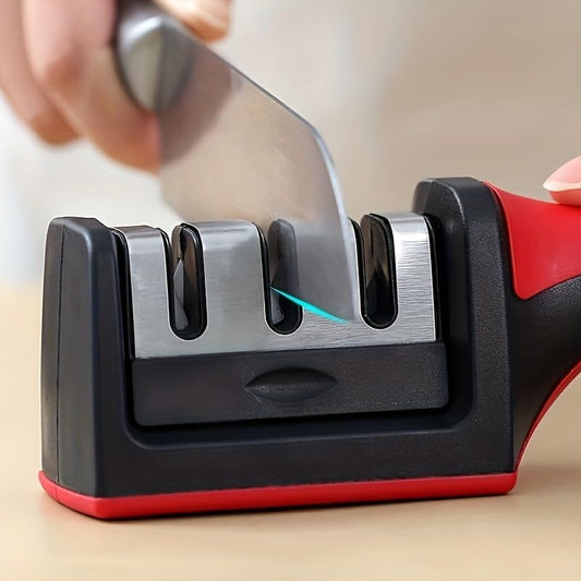 RS-168 3-Stage Manual Knife Sharpener – Professional Kitchen Knife Sharpening Tool with Ergonomic Handle & Non-Slip Base