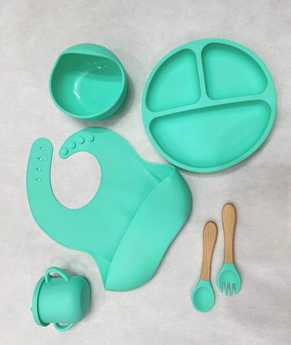 Premium Silicone Baby Feeding Set (6-Piece) – BPA-Free, Suction Base & Ergonomic Design for Self-Feeding