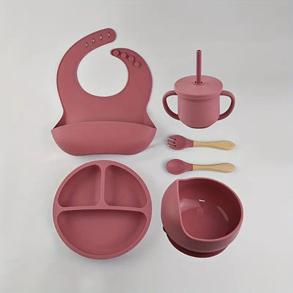 Premium Silicone Baby Feeding Set (6-Piece) – BPA-Free, Suction Base & Ergonomic Design for Self-Feeding