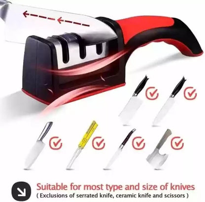 RS-168 3-Stage Manual Knife Sharpener – Professional Kitchen Knife Sharpening Tool with Ergonomic Handle & Non-Slip Base